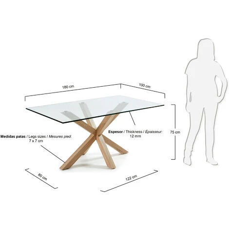 Kave Home - Table De Salle à Manger Argo Rectangulaire 180 X 100 Cm En Verre Et Pieds En Acier - Transparent 6 Kave Home - Table De Salle à Manger Argo Rectangulaire 180 X 100 Cm En Verre Et Pieds En Acier - Transparent – Image 4
