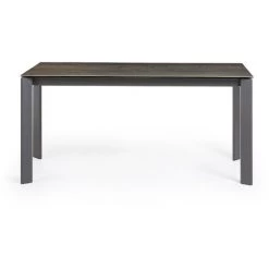 Kave Home - Table De Salle à Manger Extensible Axis Rectangulaire 160 (220) X 90 Cm En Porcelaine Iron Moss Avec Pieds En Acier Graphite - Marron -KAVE HOME Soldes 2022 12371644 3