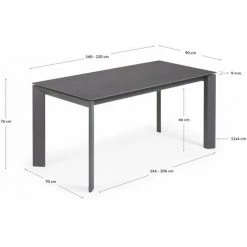 Kave Home - Table De Salle à Manger Extensible Axis Rectangulaire 160 (220) X 90 Cm En Porcelaine Iron Moss Avec Pieds En Acier Graphite - Marron -KAVE HOME Soldes 2022 12371644 4