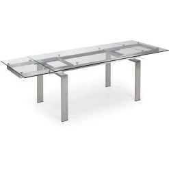 Kave Home - Table De Salle à Manger Extensible Nara Rectangulaire 160 (240) X 85 Cm En Verre Et Pieds En Acier Inoxydable - Transparent -KAVE HOME Soldes 2022 12371650 3