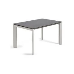 Kave Home - Table De Salle à Manger Extensible Axis Rectangulaire 140 (200) X 90 Cm En Porcelaine Vulcano Ro Avec Pieds En Acier Gris - Gris