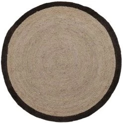 Kave Home - Tapis Saht Beige Et Noir Rond Ø 150 Cm En Jute Naturel - Naturel