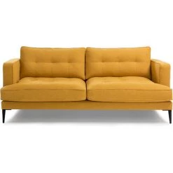 Kave Home - Canapé Tanya 3 Places Moutarde Avec Accoudoirs Et Pieds En Acier Noir - Moutarde -KAVE HOME Soldes 2022 12371725 2