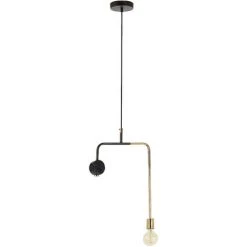 Kave Home - Suspension Wick En Finition Laiton Mat Et Disc De Marbre Noir. - Doré