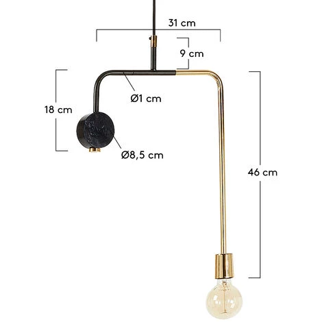 Kave Home - Suspension Wick En Finition Laiton Mat Et Disc De Marbre Noir. - Doré 4 Kave Home - Suspension Wick En Finition Laiton Mat Et Disc De Marbre Noir. - Doré – Image 2