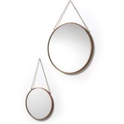 Kave Home - Lot De 2 Miroirs Icon Cuivre Ronds Ø 41 / Ø 26 Cm En Acier Avec Anse - Cuivre
