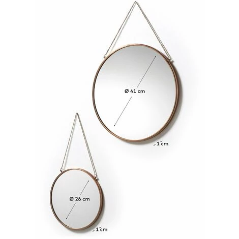 Kave Home - Lot De 2 Miroirs Icon Cuivre Ronds Ø 41 / Ø 26 Cm En Acier Avec Anse - Cuivre 5 Kave Home - Lot De 2 Miroirs Icon Cuivre Ronds Ø 41 / Ø 26 Cm En Acier Avec Anse - Cuivre – Image 3