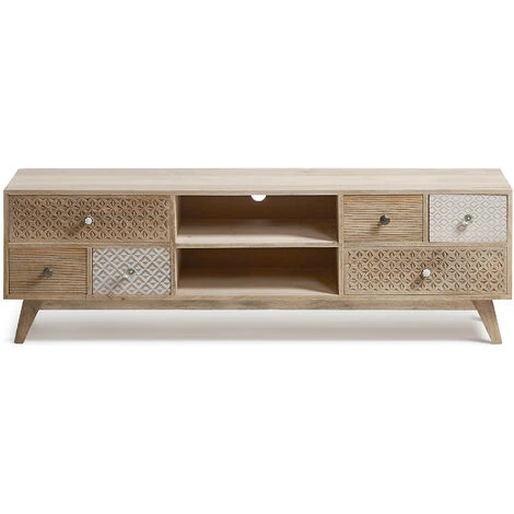 Kave Home - Meuble TV Hoob 160 X 51 Cm à 6 Tiroirs En Bois Massif De Manguier - Naturel 4 Kave Home - Meuble TV Hoob 160 X 51 Cm à 6 Tiroirs En Bois Massif De Manguier - Naturel – Image 2