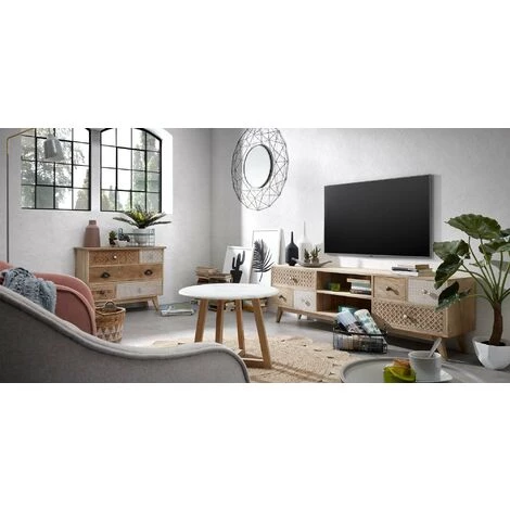 Kave Home - Meuble TV Hoob 160 X 51 Cm à 6 Tiroirs En Bois Massif De Manguier - Naturel 5 Kave Home - Meuble TV Hoob 160 X 51 Cm à 6 Tiroirs En Bois Massif De Manguier - Naturel – Image 3