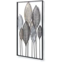 Kave Home - Panneau Mural Leaves Multicolore Rectangulaire 52,5 X 95 Cm En Acier - Multicolore