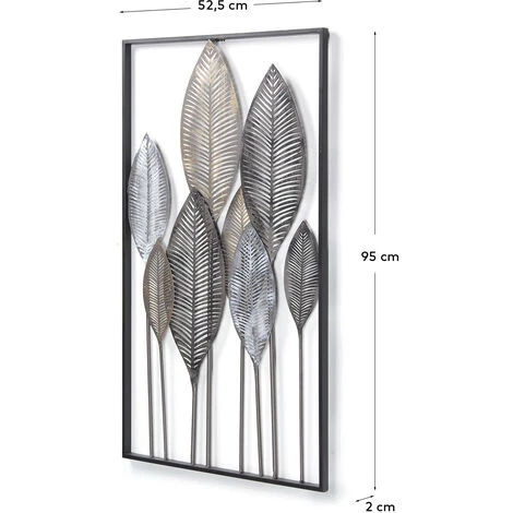 Kave Home - Panneau Mural Leaves Multicolore Rectangulaire 52,5 X 95 Cm En Acier - Multicolore 4 Kave Home - Panneau Mural Leaves Multicolore Rectangulaire 52,5 X 95 Cm En Acier - Multicolore – Image 2