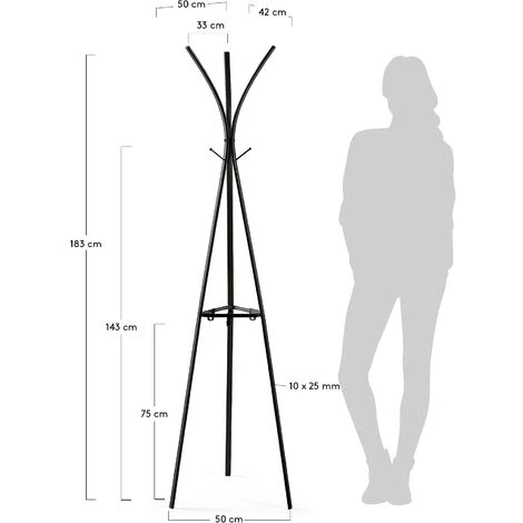 Kave Home - Portemanteau Stearn 183 cm En Acier Noir - Noir 5 Kave Home - Portemanteau Stearn 183 cm En Acier Noir - Noir – Image 3