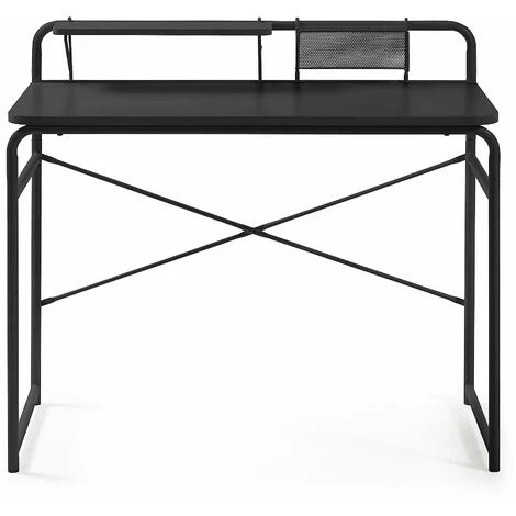 Kave Home - Bureau Foreman Noir Rectangulaire 98 X 46 Cm En Acier Avec Rangement - Noir 4 Kave Home - Bureau Foreman Noir Rectangulaire 98 X 46 Cm En Acier Avec Rangement - Noir – Image 2