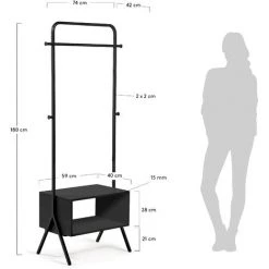 Kave Home - Portemanteau Celsie Noir 74 X 180 cm En Acier Avec étagère - Noir 9 Kave Home - Portemanteau Celsie Noir 74 X 180 cm En Acier Avec étagère - Noir -KAVE HOME Soldes 2022 12391575 4