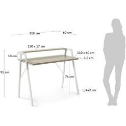 Kave Home - Bureau Aarhus Rectangulaire 110 X 60 Cm Avec Plateau En Acier Effet Bois, Structure En Acier Blanc Et étagère - Naturel 9 Kave Home - Bureau Aarhus Rectangulaire 110 X 60 Cm Avec Plateau En Acier Effet Bois, Structure En Acier Blanc Et étagère - Naturel -KAVE HOME Soldes 2022 12391578 4