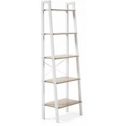 Kave Home - Étagère State 56 X 172 Cm En Acier Avec Effet Bois Et Structure En Acier Blanc - Blanc