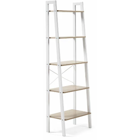 Kave Home - Étagère State 56 X 172 Cm En Acier Avec Effet Bois Et Structure En Acier Blanc - Blanc 3 Kave Home - Étagère State 56 X 172 Cm En Acier Avec Effet Bois Et Structure En Acier Blanc - Blanc
