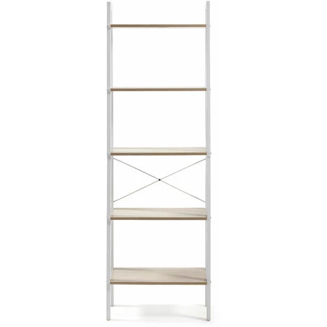 Kave Home - Étagère State 56 X 172 Cm En Acier Avec Effet Bois Et Structure En Acier Blanc - Blanc 4 Kave Home - Étagère State 56 X 172 Cm En Acier Avec Effet Bois Et Structure En Acier Blanc - Blanc – Image 2