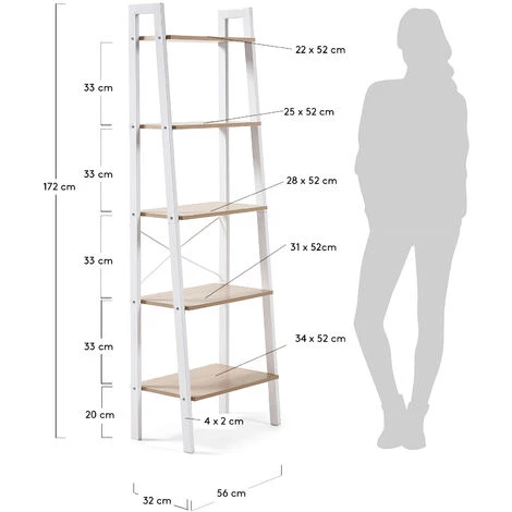 Kave Home - Étagère State 56 X 172 Cm En Acier Avec Effet Bois Et Structure En Acier Blanc - Blanc 6 Kave Home - Étagère State 56 X 172 Cm En Acier Avec Effet Bois Et Structure En Acier Blanc - Blanc – Image 4