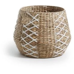 Kave Home - Panier Mode Naturel Et Blanc En Jacinthe D'eau Naturelle Tressé - Naturel