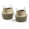 Kave Home - Set De 2 Paniers Thai Marron Et Noir En Fibres Naturelles Avec Anses - Naturel