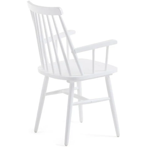 Kave Home - Chaise De Salle à Manger Tressia Blanc Avec Accoudoirs En Bois Massif De Caoutchouc - Blanc 5 Kave Home - Chaise De Salle à Manger Tressia Blanc Avec Accoudoirs En Bois Massif De Caoutchouc - Blanc – Image 3