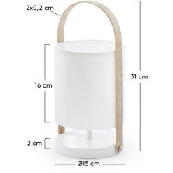 Kave Home - Lampe De Table Zayma Blanche De 100% Coton Et Anse En Bois - Blanc 7 Kave Home - Lampe De Table Zayma Blanche De 100% Coton Et Anse En Bois - Blanc -KAVE HOME Soldes 2022 12433011 3