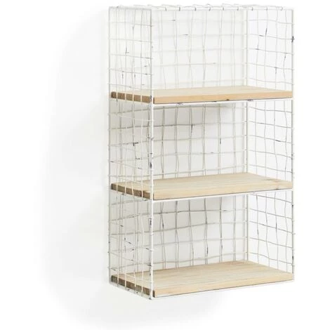 Kave Home - Étagère Murale Deland Rectangulaire 50 X 30 Cm En Acier Blanc à 3 étagères En Bois De Sapin - Blanc 3 Kave Home - Étagère Murale Deland Rectangulaire 50 X 30 Cm En Acier Blanc à 3 étagères En Bois De Sapin - Blanc