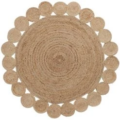 Kave Home - Tapis Cross Rond Ø 150 Cm En Jute Naturel Tressé à La Main - Naturel