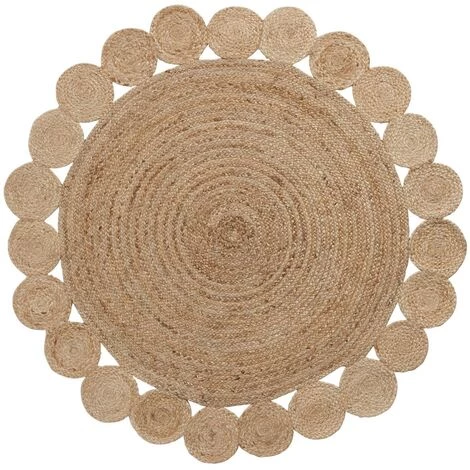 Kave Home - Tapis Cross Rond Ø 150 Cm En Jute Naturel Tressé à La Main - Naturel 3 Kave Home - Tapis Cross Rond Ø 150 Cm En Jute Naturel Tressé à La Main - Naturel