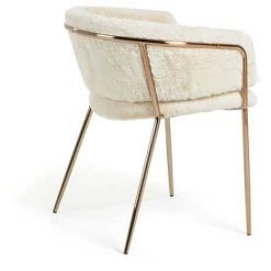 Kave Home - Chaise Runnie Fausse Fourrure Blanche Et Pieds En Acier Finition Cuivre - Blanc 9 Kave Home - Chaise Runnie Fausse Fourrure Blanche Et Pieds En Acier Finition Cuivre - Blanc -KAVE HOME Soldes 2022 12436106 3