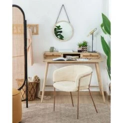 Kave Home - Chaise Runnie Fausse Fourrure Blanche Et Pieds En Acier Finition Cuivre - Blanc 10 Kave Home - Chaise Runnie Fausse Fourrure Blanche Et Pieds En Acier Finition Cuivre - Blanc -KAVE HOME Soldes 2022 12436106 4