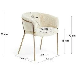 Kave Home - Chaise Runnie Fausse Fourrure Blanche Et Pieds En Acier Finition Cuivre - Blanc 11 Kave Home - Chaise Runnie Fausse Fourrure Blanche Et Pieds En Acier Finition Cuivre - Blanc -KAVE HOME Soldes 2022 12436106 5