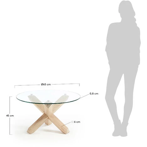 Kave Home - Table Basse Lotus Ø 65 Cm Verre Et Pieds En Chêne Massif - Naturel 5 Kave Home - Table Basse Lotus Ø 65 Cm Verre Et Pieds En Chêne Massif - Naturel – Image 3