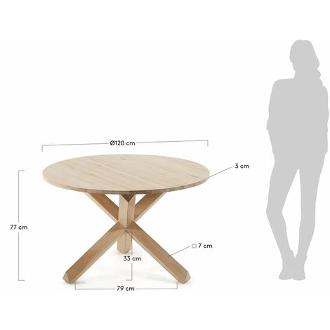Kave Home - Table Ronde Lotus Ø 120 Cm Chêne Massif - Naturel 5 Kave Home - Table Ronde Lotus Ø 120 Cm Chêne Massif - Naturel – Image 3