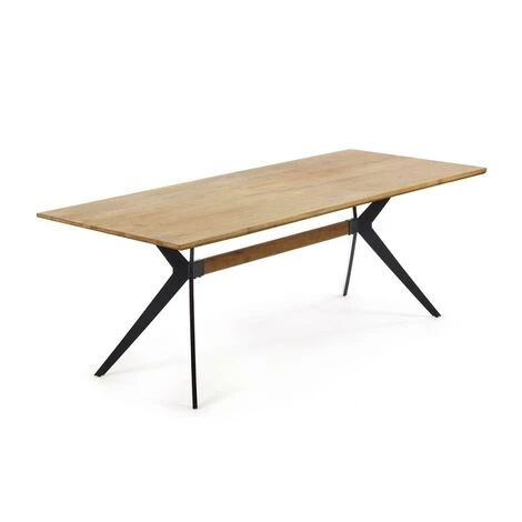 Kave Home - Table Amethyst Placage De Chêne Effet Vieilli Et Pieds En Acier Finition Noire 160 X 90 Cm - Naturel 3 Kave Home - Table Amethyst Placage De Chêne Effet Vieilli Et Pieds En Acier Finition Noire 160 X 90 Cm - Naturel