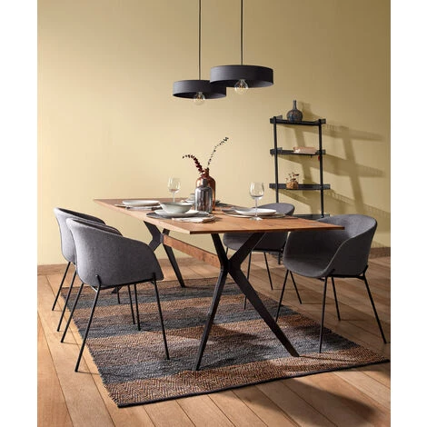 Kave Home - Table Amethyst Placage De Chêne Effet Vieilli Et Pieds En Acier Finition Noire 160 X 90 Cm - Naturel 5 Kave Home - Table Amethyst Placage De Chêne Effet Vieilli Et Pieds En Acier Finition Noire 160 X 90 Cm - Naturel – Image 3