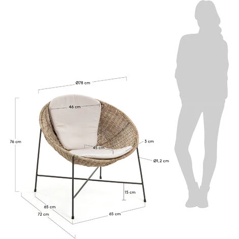 Kave Home - Fauteuil Kathryn - Naturel 7 Kave Home - Fauteuil Kathryn - Naturel – Image 5