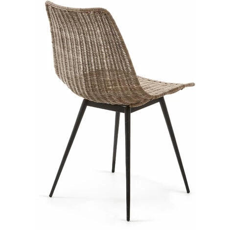 Kave Home - Chaise Equal En Rotin Et Pieds En Acier Finition Noire - Naturel 5 Kave Home - Chaise Equal En Rotin Et Pieds En Acier Finition Noire - Naturel – Image 3