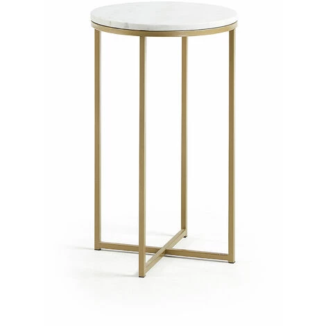 Kave Home - Table D'appoint Sheffield En Marbre Blanc Et Pieds En Acier Finition Dorée Ø 43 Cm - Blanc 3 Kave Home - Table D'appoint Sheffield En Marbre Blanc Et Pieds En Acier Finition Dorée Ø 43 Cm - Blanc