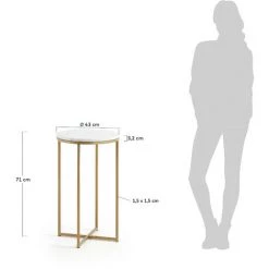 Kave Home - Table D'appoint Sheffield En Marbre Blanc Et Pieds En Acier Finition Dorée Ø 43 Cm - Blanc 7 Kave Home - Table D'appoint Sheffield En Marbre Blanc Et Pieds En Acier Finition Dorée Ø 43 Cm - Blanc -KAVE HOME Soldes 2022 12436161 3