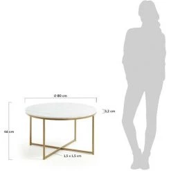 Kave Home - Table Basse Sheffield En Marbre Blanc Et Pieds En Acier Finition Dorée Ø 80 Cm - Blanc 7 Kave Home - Table Basse Sheffield En Marbre Blanc Et Pieds En Acier Finition Dorée Ø 80 Cm - Blanc -KAVE HOME Soldes 2022 12436163 3