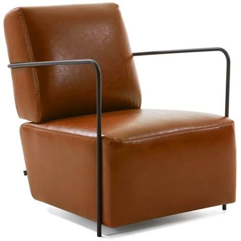 Kave Home - Fauteuil Gamer En Polyuréthane Marron Et Métal Peint Noir - Marron 3 Kave Home - Fauteuil Gamer En Polyuréthane Marron Et Métal Peint Noir - Marron