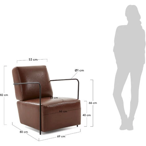 Kave Home - Fauteuil Gamer En Polyuréthane Marron Et Métal Peint Noir - Marron 7 Kave Home - Fauteuil Gamer En Polyuréthane Marron Et Métal Peint Noir - Marron – Image 5