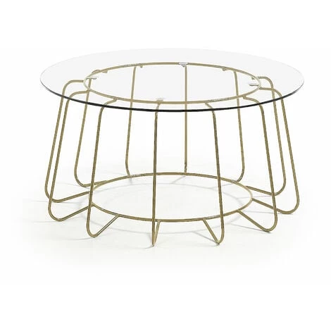 Kave Home - Table Basse Paradigm En Verre Et Structure En Acier Doré Ø 80 Cm - Doré 3 Kave Home - Table Basse Paradigm En Verre Et Structure En Acier Doré Ø 80 Cm - Doré