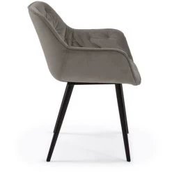 Kave Home - Chaise Mulder Velours Gris - Gris 8 Kave Home - Chaise Mulder Velours Gris - Gris -KAVE HOME Soldes 2022 12436216 2