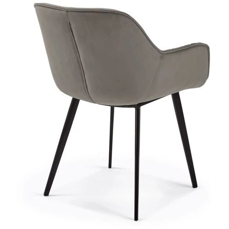 Kave Home - Chaise Mulder Velours Gris - Gris 5 Kave Home - Chaise Mulder Velours Gris - Gris – Image 3
