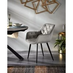 Kave Home - Chaise Mulder Velours Gris - Gris 10 Kave Home - Chaise Mulder Velours Gris - Gris -KAVE HOME Soldes 2022 12436216 4