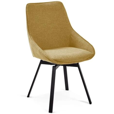 Kave Home - Chaise Pivotante Jenna Jaune Moutarde Et Pieds En Acier Noir - Moutarde 3 Kave Home - Chaise Pivotante Jenna Jaune Moutarde Et Pieds En Acier Noir - Moutarde