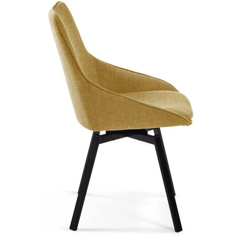 Kave Home - Chaise Pivotante Jenna Jaune Moutarde Et Pieds En Acier Noir - Moutarde 4 Kave Home - Chaise Pivotante Jenna Jaune Moutarde Et Pieds En Acier Noir - Moutarde – Image 2